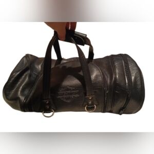 Harley Davidson leather travel luggage bag